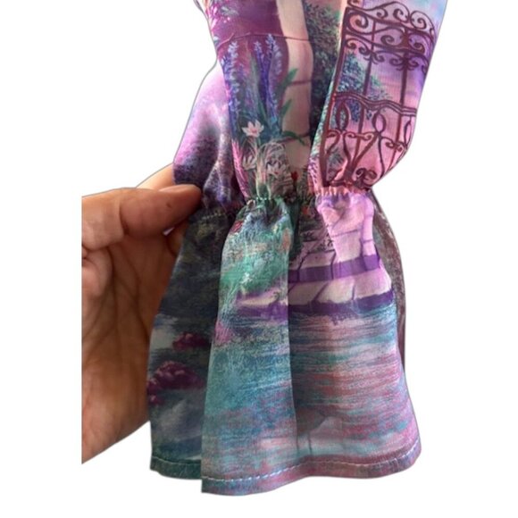 DALIA MACPHEE Purple Multi Floral Button Down Dress Long Sleeve Ruffled Lrge NWT - Picture 11 of 16